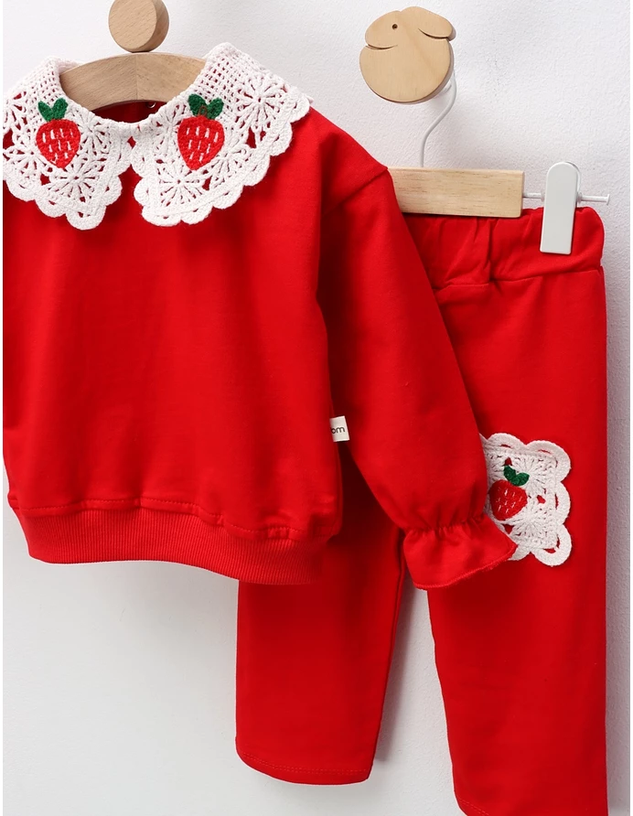 Compleu cu broderie Capsunele, rosu picture - 3