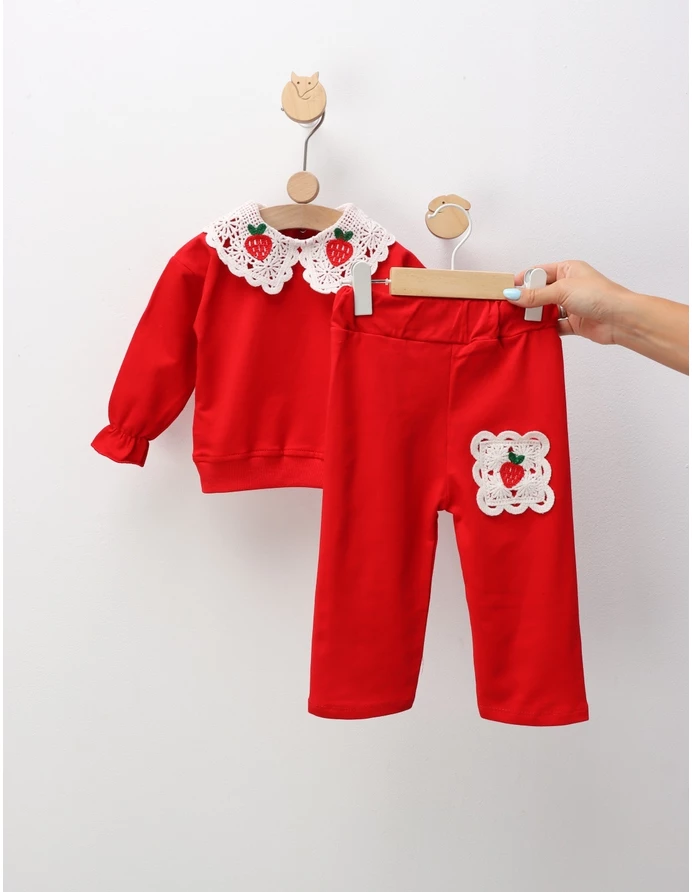 Compleu cu broderie Capsunele, rosu picture - 4
