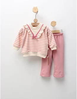 Compleu cu broderie Freya, model cu roz