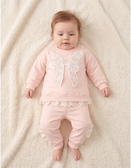 Compleu cu broderie fundita mare, roz