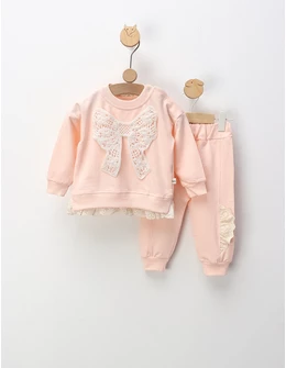 Compleu cu broderie fundita mare, roz