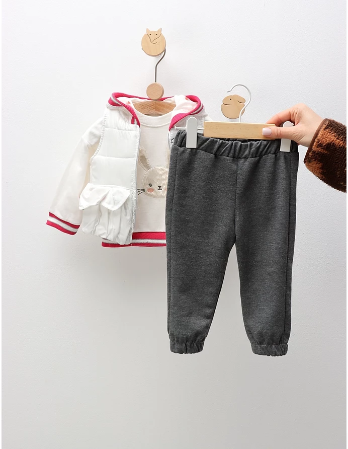 Compleu cu vesta, Rabbit Girl, alb-ciclam picture - 3