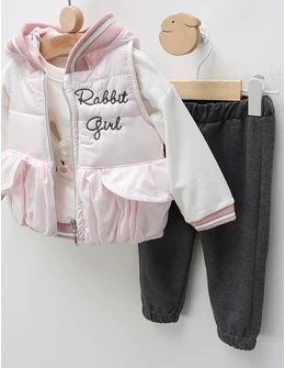 Compleu cu vesta, Rabbit Girl, cu roz