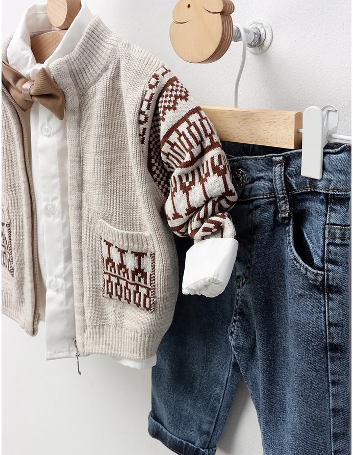 Compleu elegant David, model bej picture - 4