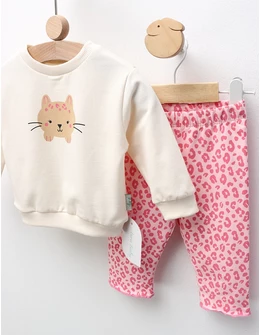 Compleu Felinuta Leopard, crem-roz