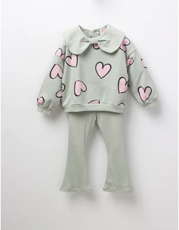 Compleu fetite inimioare Yvona verde