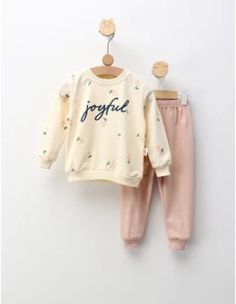 Compleu Joyful, model crem-corai