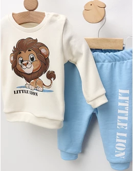 Compleu Little Lion, ecru-blue