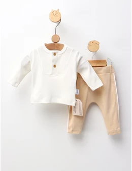 Compleu Matei, model alb-crem