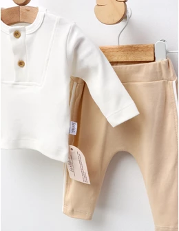 Compleu Matei, model alb-crem