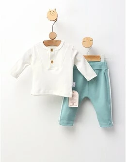 Compleu Matei, model alb-verde