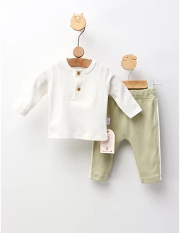 Compleu Matei, model alb-verde fistic