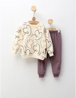Compleu Sweet Girl, crem-mov