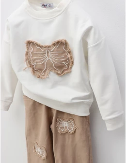 Compleu The Butterfly, alb-bej