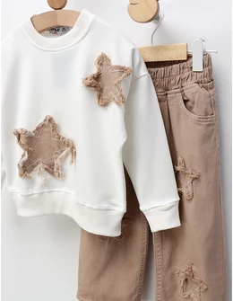 Compleu Two Stars, model alb-bej