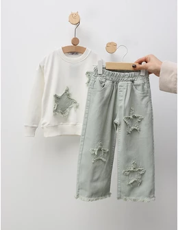 Compleu Two Stars, model alb-verde