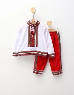 Costum national Carol alb-rosu