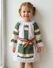 Costum popular fetite Otilia verde-crem picture - 1
