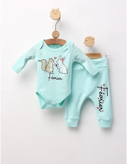 Costumas 2 piese, Iepuras si Veverita, verde