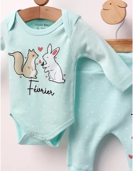 Costumas 2 piese, Iepuras si Veverita, verde