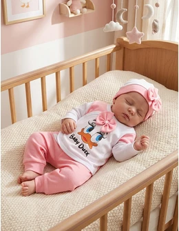 Costumas 3 piese Baby Duck roz