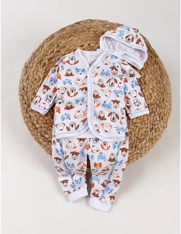 Costumas 3 piese, bebelusi Catelusi, multicolor