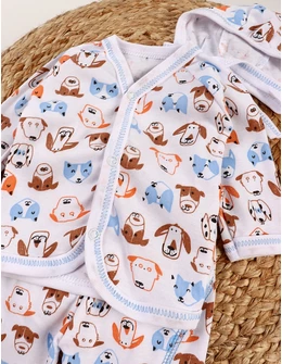 Costumas 3 piese, bebelusi Catelusi, multicolor