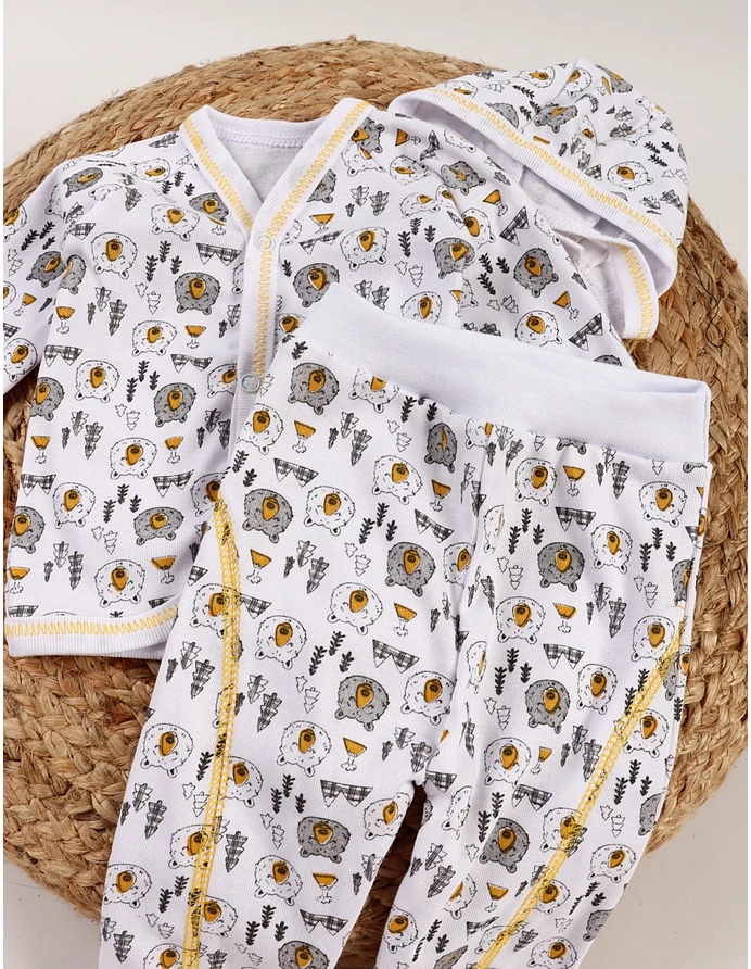 Costumas 3 piese, bebelusi Wild Bear, alb-galben picture - 3