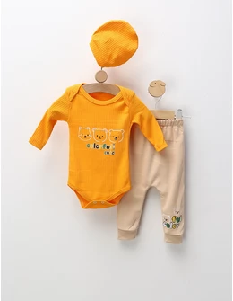 Costumas 3 piese Colorful And Cute, galben-crem