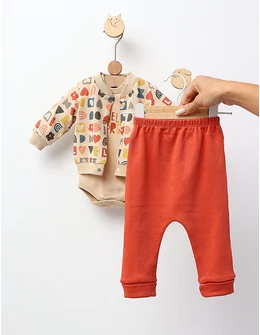 Costumas 3 piese, Hello Spring, bej-caramiziu