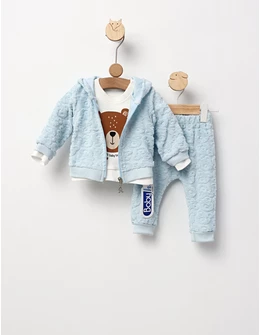 Costumas 3 piese, Hi Baby Bear Boy, albastru