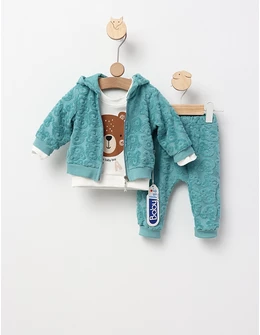 Costumas 3 piese, Hi Baby Bear Boy, verde