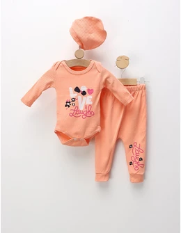 Costumas 3 piese Love and Laugh, corai-aprins
