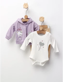 Costumas 3 piese, Loving Bear, mov-crem