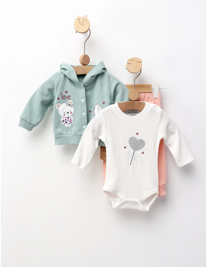 Costumas 3 piese, Loving Bear, verde-corai picture - 2