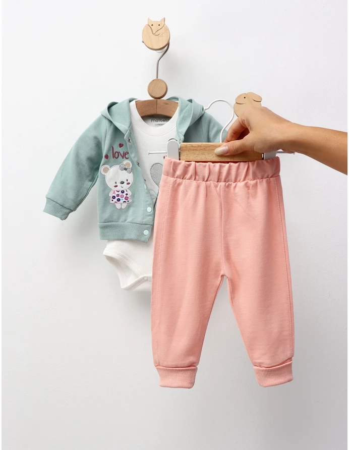 Costumas 3 piese, Loving Bear, verde-corai picture - 4