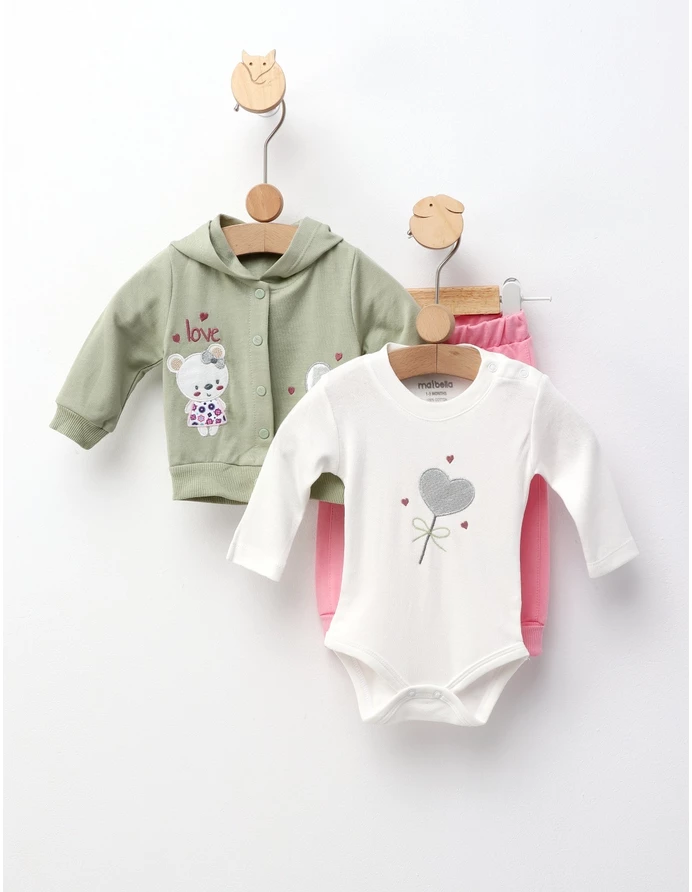 Costumas 3 piese, Loving Bear, verde-roz picture - 2