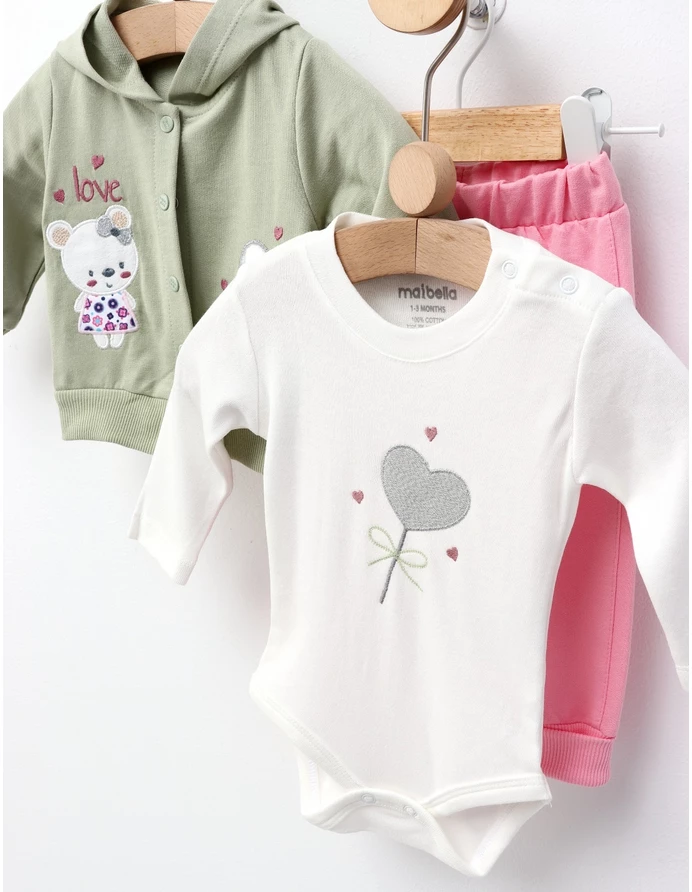Costumas 3 piese, Loving Bear, verde-roz picture - 3