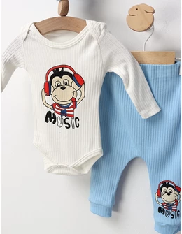 Costumas 3 piese Music Monkey, alb-blue