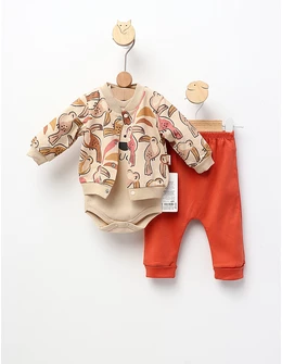 Costumas 3 piese, Parrots, crem-corai