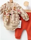 Costumas 3 piese, Parrots, crem-corai picture - 2
