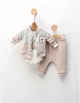 Costumas 3 piese, Rabbit Love, cu bej