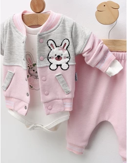 Costumas 3 piese, Rabbit Love, cu roz