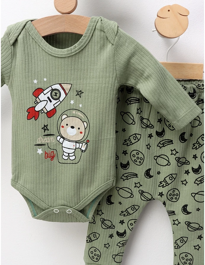 Costumas 3 piese Ursul Astronaut, verde picture - 2