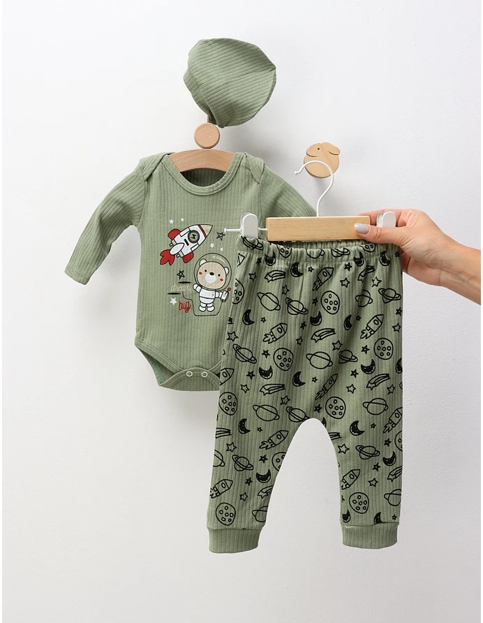Costumas 3 piese Ursul Astronaut, verde picture - 3