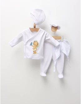 Costumas 5 piese ingeras si fluture, alb