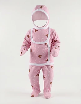 Costumas 5 piese Mickey luna-stele roz