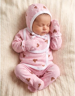 Costumas 5 piese Mickey luna-stele roz