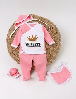 Costumas 5 piese, Pricess, alb-roz