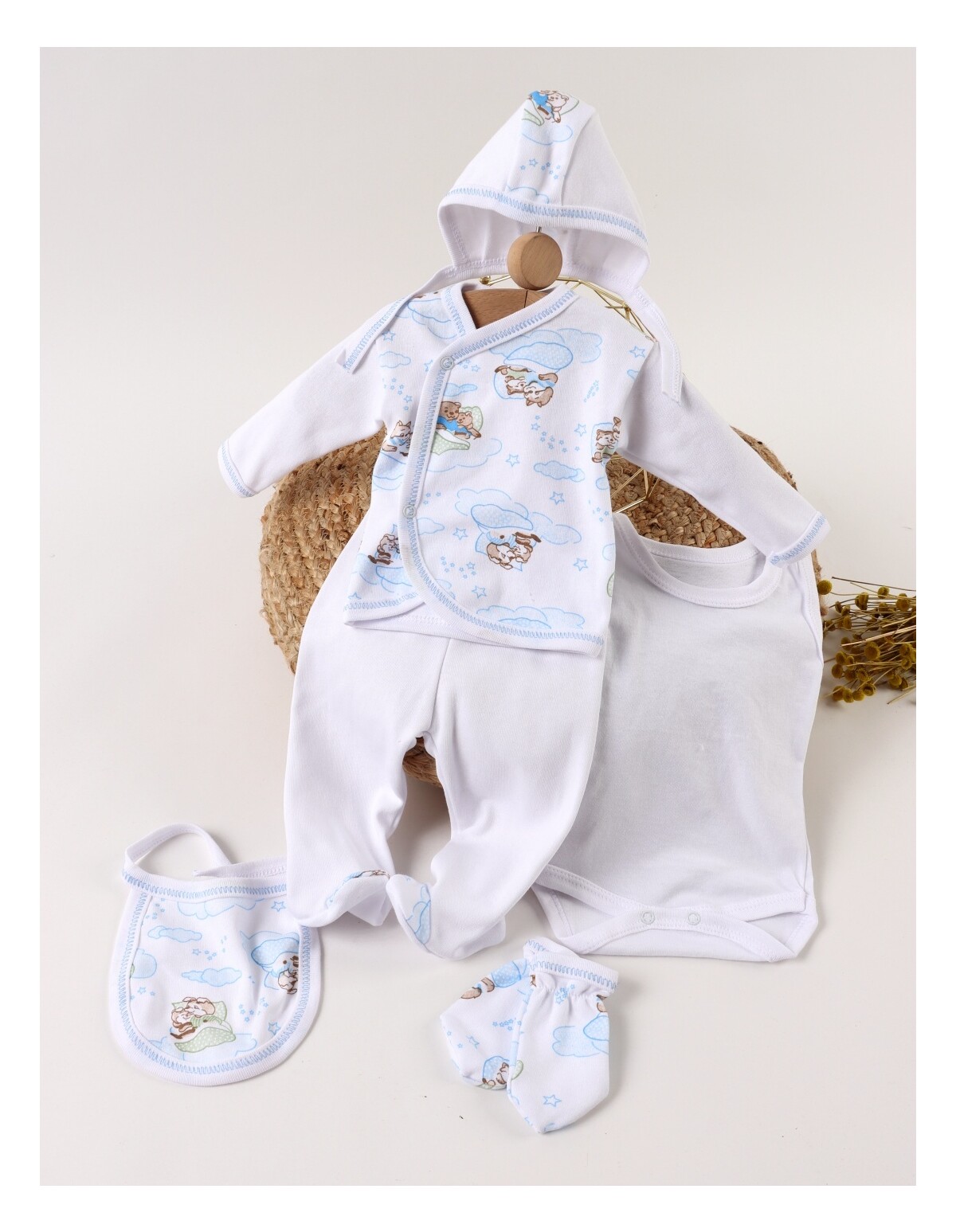 Costumas 6 piese Bear Family, albastru